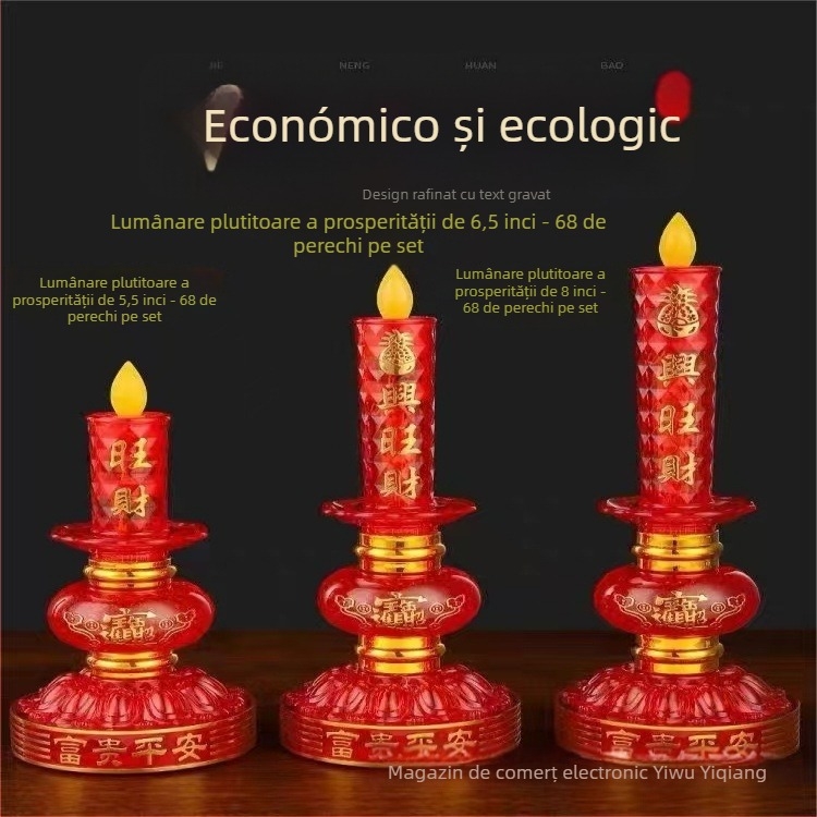 Lampă LED de lumânare cu alimentare la priză; Dumnezeu al bogăției și Buddha; veioză de masă oscilantă