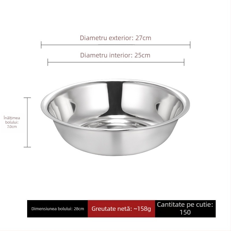 Vas din oțel inoxidabil, gros, multifuncțional pentru bucătărie și casă, pentru spălat legume, cu opțiune de logo pentru cadou de firmă