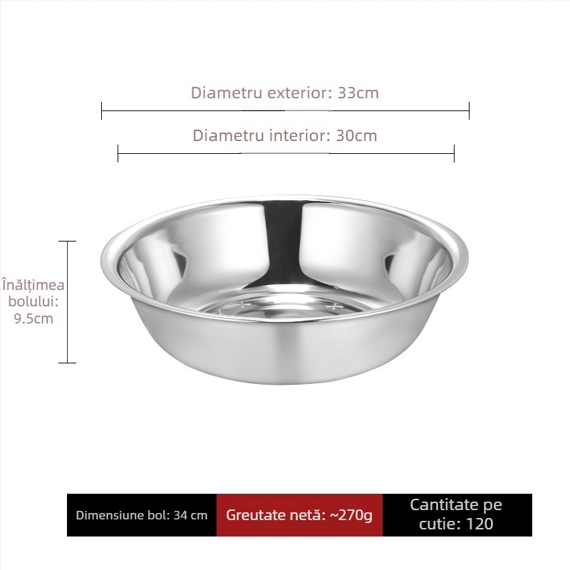 Vas din oțel inoxidabil, gros, multifuncțional pentru bucătărie și casă, pentru spălat legume, cu opțiune de logo pentru cadou de firmă