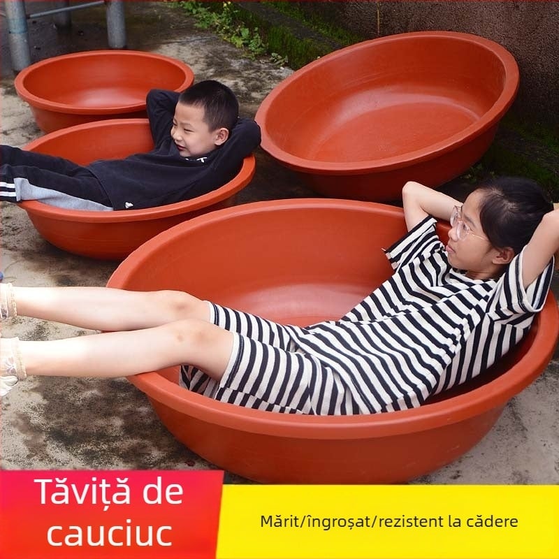 Vas de plastic mare, pereți groși, roșu, pentru uz casnic, bazin de baie pentru adulți și copii