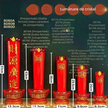 Lumânare LED din cristal, alimentare la priză sau baterie, efect flacără roșie, pentru închinare la Buddha, ceremonii, nunți, utilizare în casă