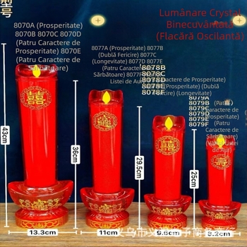 Lumânare LED din cristal, alimentare la priză sau baterie, efect flacără roșie, pentru închinare la Buddha, ceremonii, nunți, utilizare în casă