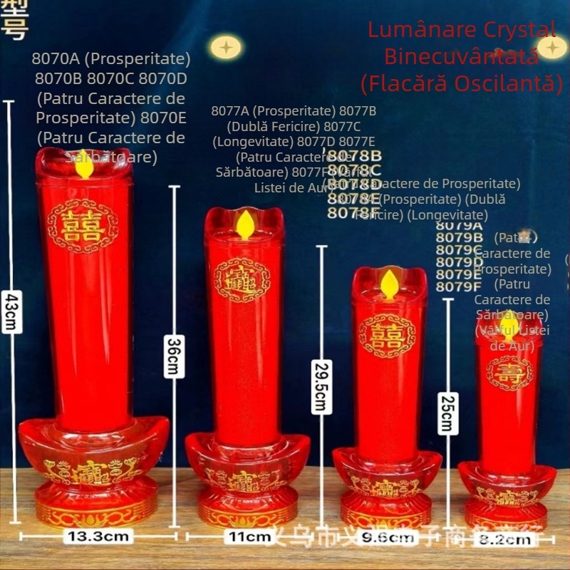 Lumânare LED din cristal, alimentare la priză sau baterie, efect flacără roșie, pentru închinare la Buddha, ceremonii, nunți, utilizare în casă