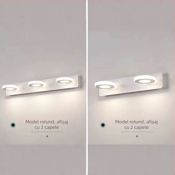 Lampa de perete din acril, cu față oglindă și cap rotativ la 360° – pentru coridor, baie, machiaj, lângă pat și dormitor
