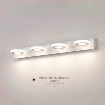 Lampa de perete din acril, cu față oglindă și cap rotativ la 360° – pentru coridor, baie, machiaj, lângă pat și dormitor