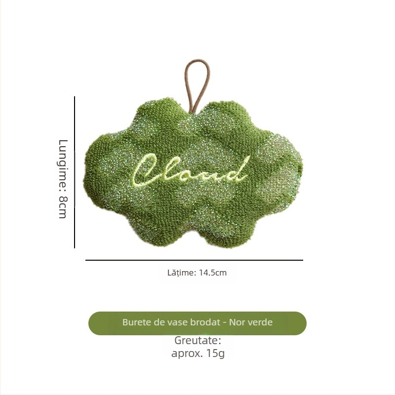 Burete de vase dublu-fațetat, îngroșat, pentru curățare delicată a oalelor, elimină petele, nu reține uleiul, durabil din fibre vegetale, 30 g
