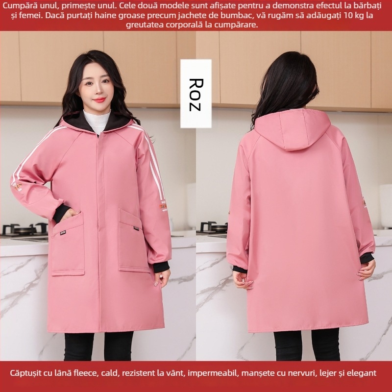 Șorț de bucătărie impermeabil, căptușit cu fleece, unisex, mâneci lungi, îmbrăcăminte de lucru durabilă