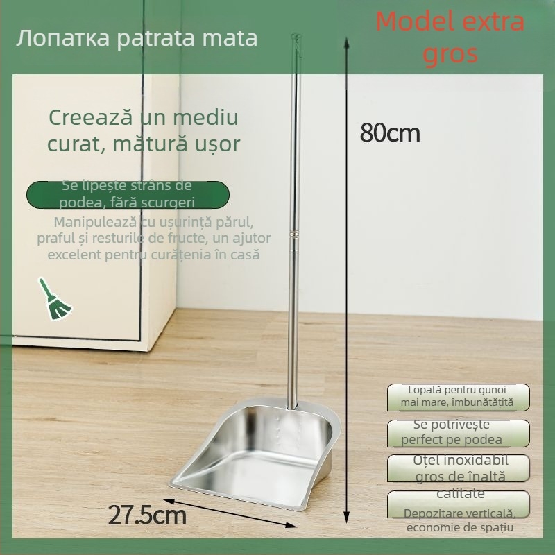 Set mătură și lopățică din oțel inoxidabil, model 2024, pentru uz casnic și în internat