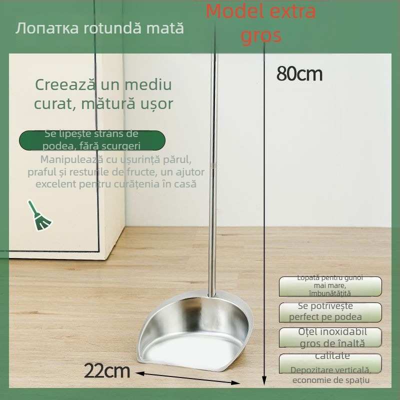 Set mătură și lopățică din oțel inoxidabil, model 2024, pentru uz casnic și în internat
