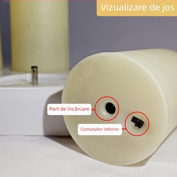 Candelă LED electronică reîncărcabilă cu fitil care se leagănă, din ABS, atmosferă romantică, pentru ziua de naștere sau cererea în căsătorie