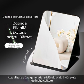 Oglindă de machiaj pliabilă, compactă, portabilă, cu suport de masă pentru cămin studențesc și uz zilnic