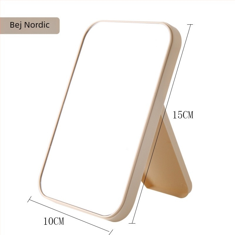 Oglindă de machiaj portabilă pentru uz casnic, oglindă mare de birou pentru femei, pliabilă cu cataramă în formă de stea, 10×15 cm