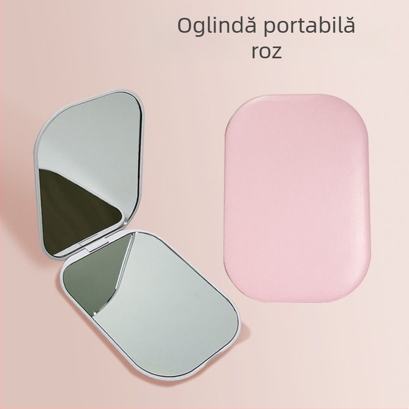 Oglindă de machiaj pliabilă, portabilă pentru călătorii, simplă și elegantă, mini oglindă cu două fețe, ultra-ușoară și ultra-compactă.