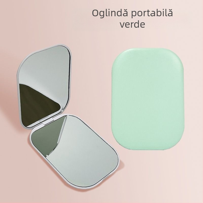 Oglindă de machiaj pliabilă, portabilă pentru călătorii, simplă și elegantă, mini oglindă cu două fețe, ultra-ușoară și ultra-compactă.