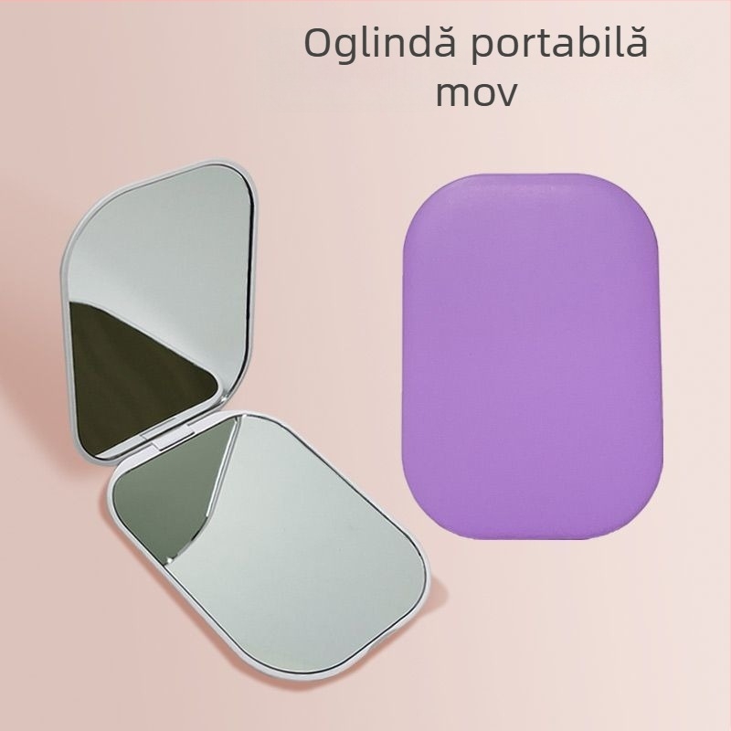 Oglindă de machiaj pliabilă, portabilă pentru călătorii, simplă și elegantă, mini oglindă cu două fețe, ultra-ușoară și ultra-compactă.