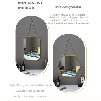 Oglindă de machiaj pentru birou sau montare pe perete, baie, rotundă sau pătrată, cu agățare, fără găuri, oglindă elegantă pentru masă de machiaj