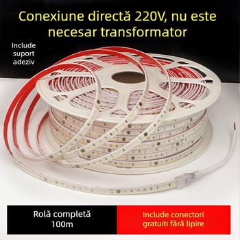 Bandă LED pentru dulap de vin, 220V, autoadezivă, IP65, rezistentă la apă, cu înveliș siliconic, iluminare liniară