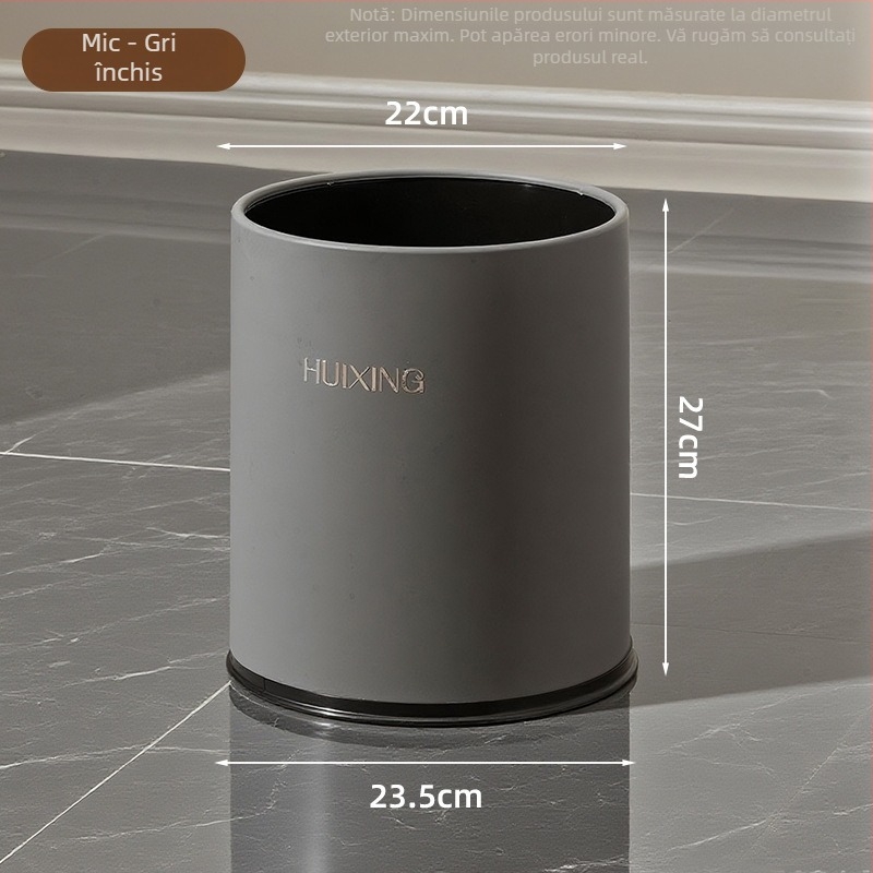 Coș de gunoi rotund din plastic, fără capac, culoare crem, aspect elegant, capacitate mare, pentru uz comercial și casnic, brand duopai