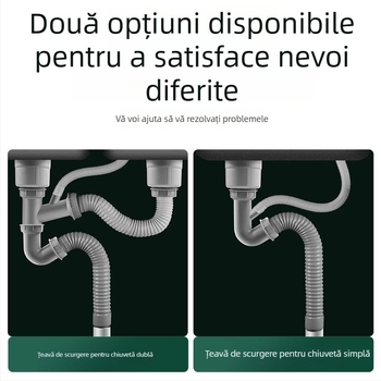 Conductă de preaplin îngroșată pentru chiuveta de bucătărie și furtun de scurgere flexibil — conector de preaplin