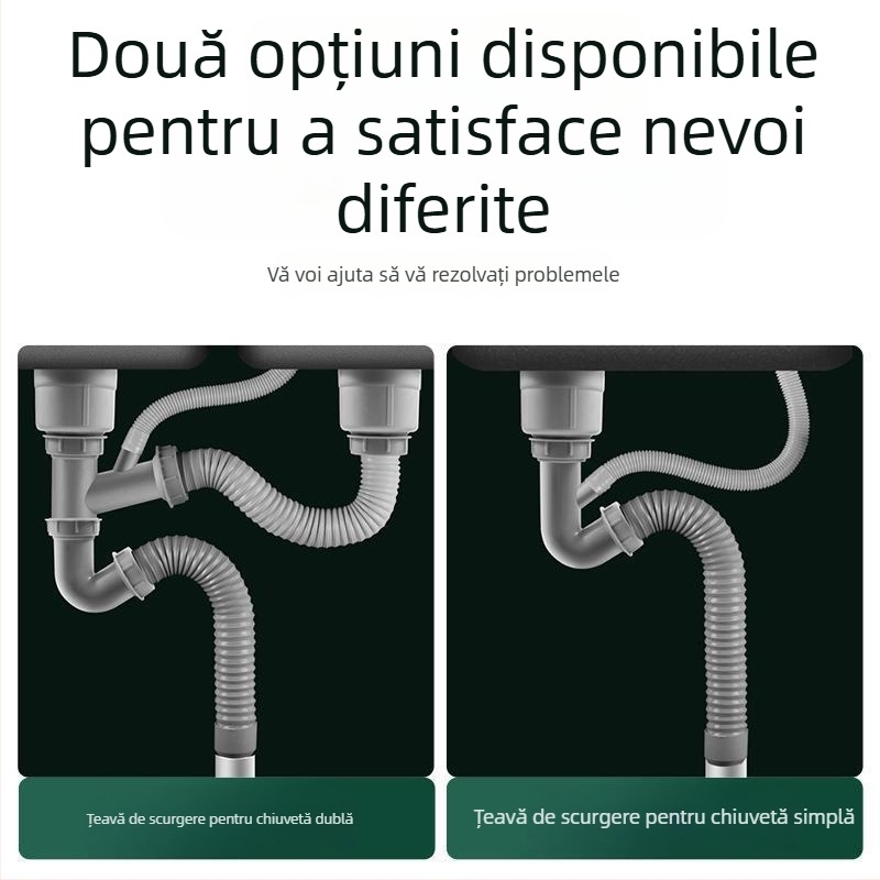 Conductă de preaplin îngroșată pentru chiuveta de bucătărie și furtun de scurgere flexibil — conector de preaplin