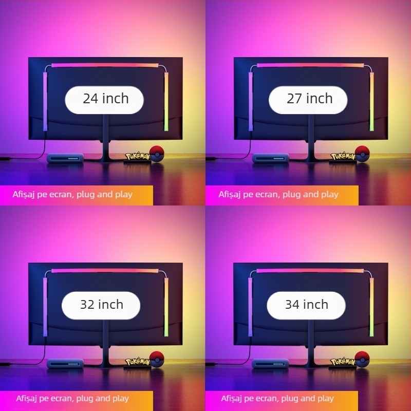 Bară de iluminare ambientală RGB pentru monitor cu sincronizare pe ecran și schimbare de culoare pentru PC de gaming