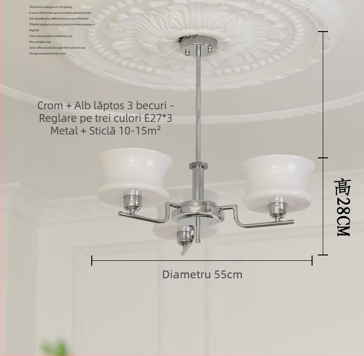 Candelabru din fier forjat, stil francez, cu abajur din sticlă, pentru sufragerie sau dormitor