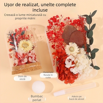 Ziua Mamei: ornament cu dom de sticlă și flori uscate – kit materiale DIY, cadou pentru activitate de teambuilding