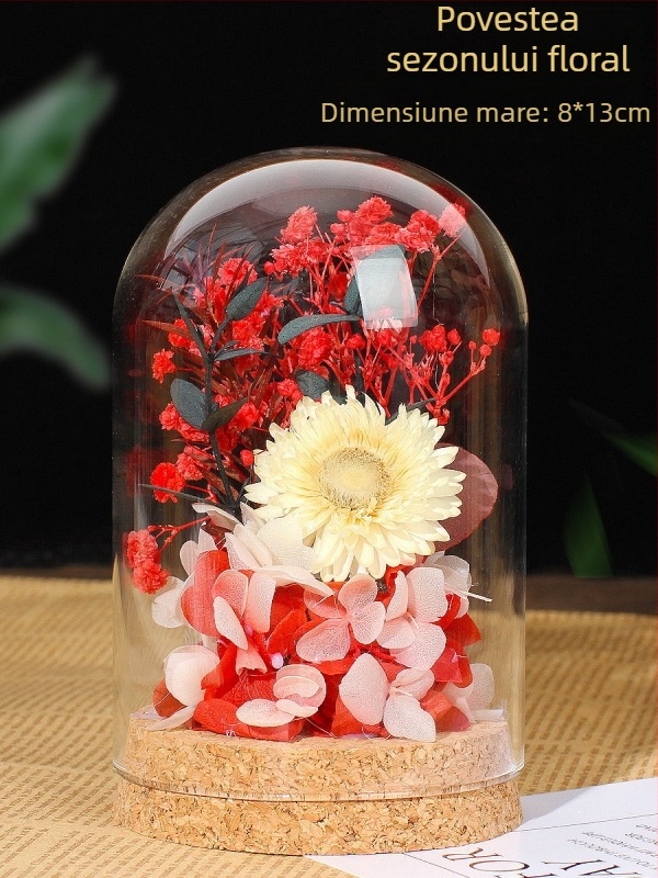 Ziua Mamei: ornament cu dom de sticlă și flori uscate – kit materiale DIY, cadou pentru activitate de teambuilding