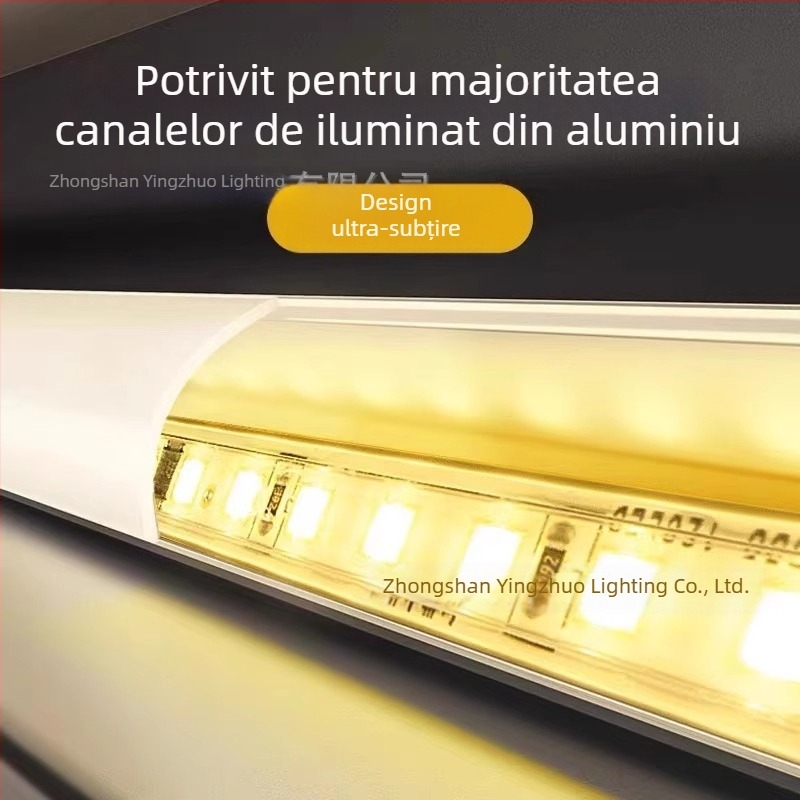 Bandă LED 220V, ultra-subțire, autoadhesivă, pentru iluminat interior, cu canal din aluminiu, rolă de 10 m, 2835 LED