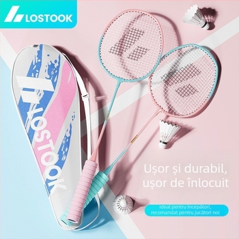 Set de două rachete de badminton cu mâner din spumă, durabile și elastice, pentru adulți
