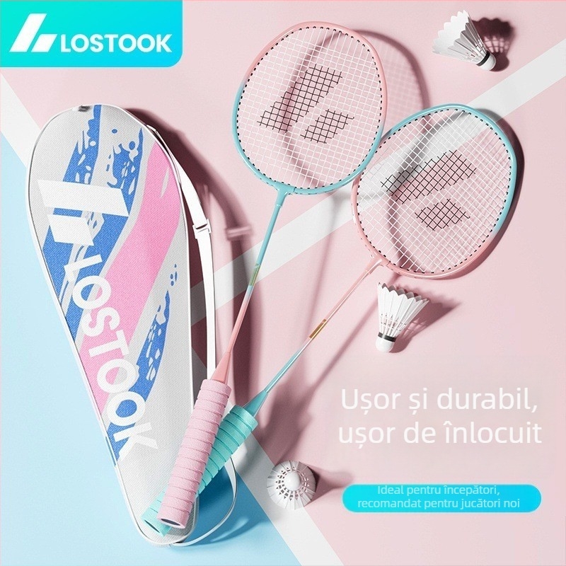 Set de două rachete de badminton cu mâner din spumă, durabile și elastice, pentru adulți