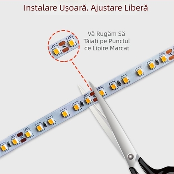 Bandă LED cu placă goală, 2835, luminozitate înaltă, 12V/220V, canal de aluminiu autoadeziv pentru iluminat interior