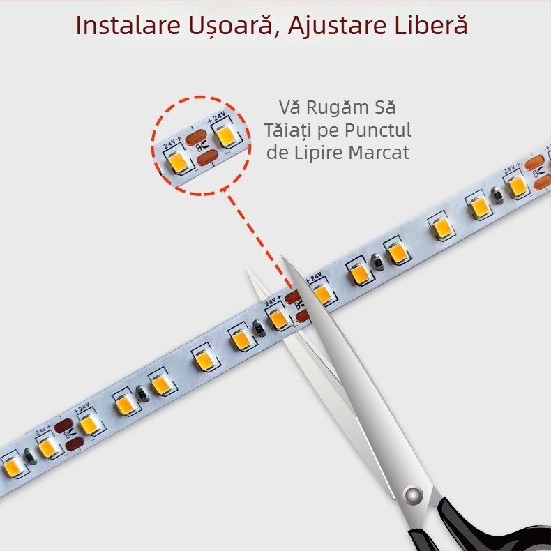 Bandă LED cu placă goală, 2835, luminozitate înaltă, 12V/220V, canal de aluminiu autoadeziv pentru iluminat interior