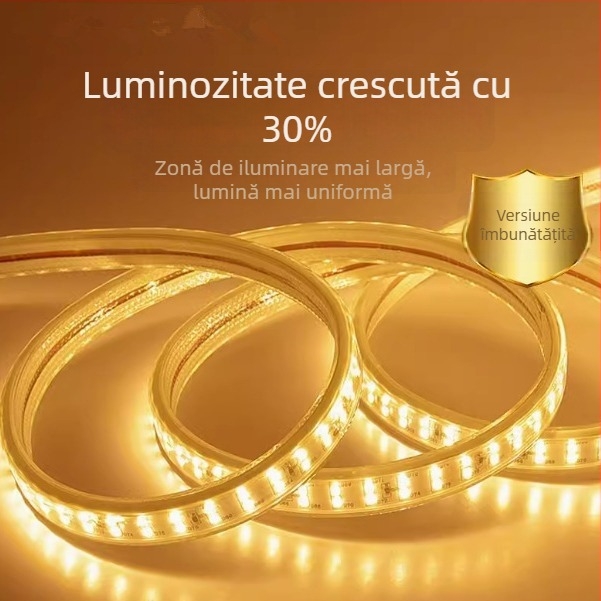 Bandă LED rezistentă la apă, 220V, autoadezivă, linie decorativă pentru tavan, pentru living