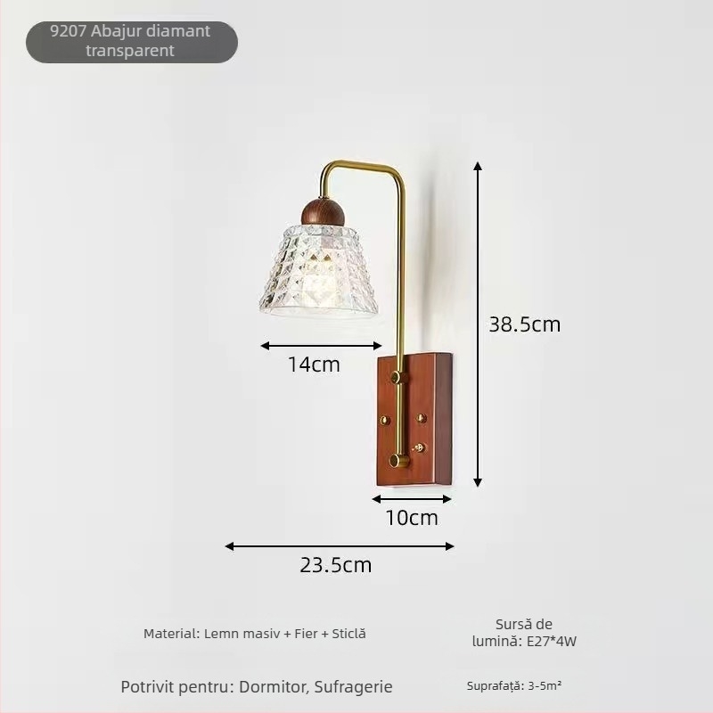 Lampa de perete în stil franțuzesc, vintage, cu abajur din sticlă, pentru living și dormitor, potrivită pentru scări și holuri