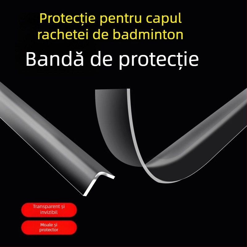 Bandă protectoare transparentă pentru cadrul rachetei de badminton – protecție de margine invizibilă, anti-zgâriere, anti-desprindere a vopselei, fără urme