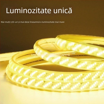 Bandă LED flexibilă, 220V, impermeabilă, alb cald, decor pentru tavan și exterior