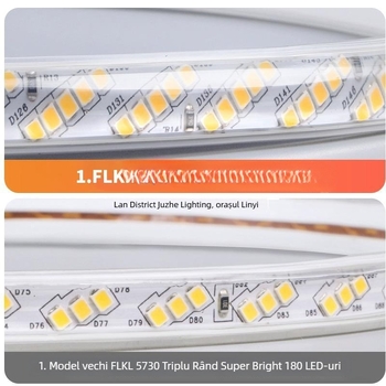Bandă LED flexibilă, 220V, impermeabilă, alb cald, decor pentru tavan și exterior