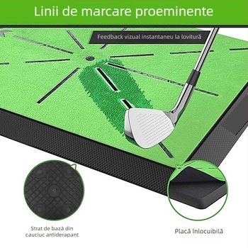 Saltea de golf cu suprafață catifelată și monitorizare a traiectoriei loviturii