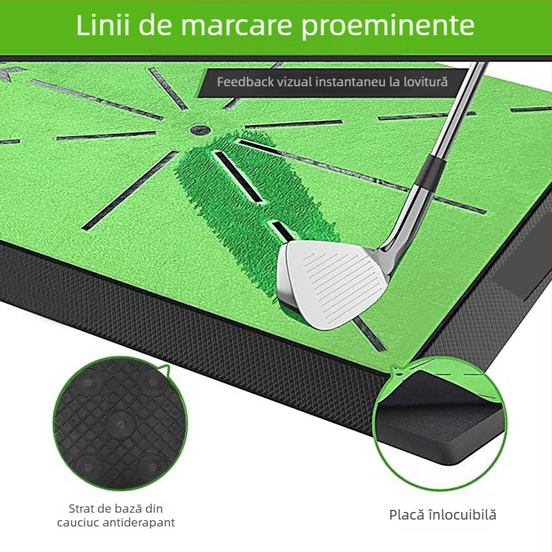 Saltea de golf cu suprafață catifelată și monitorizare a traiectoriei loviturii