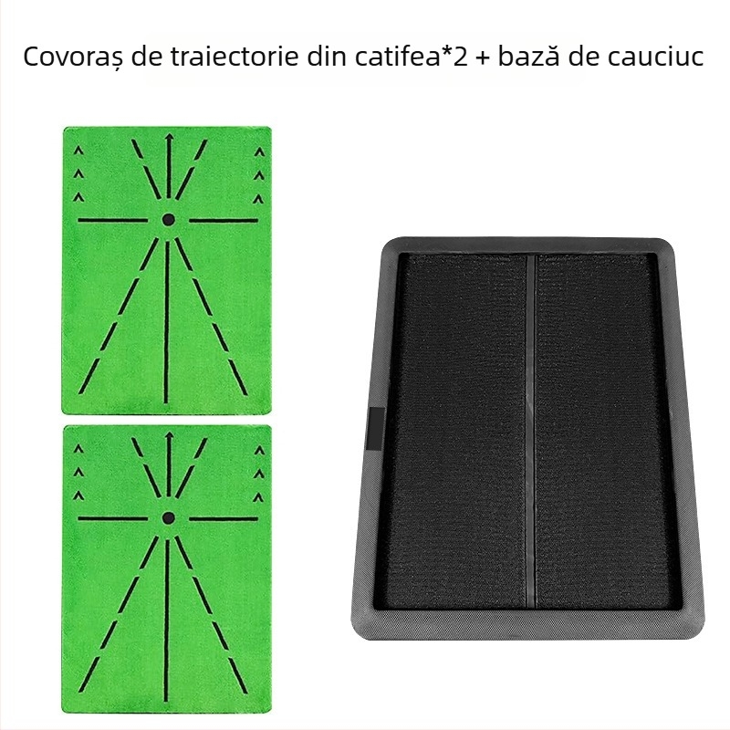 Saltea de golf cu suprafață catifelată și monitorizare a traiectoriei loviturii