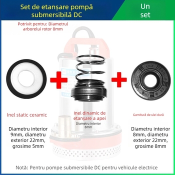 Set de etanșări pentru pompă submersibilă DC cu garnituri ceramice pentru motoare de vehicule electrice, 12V/48V/60V