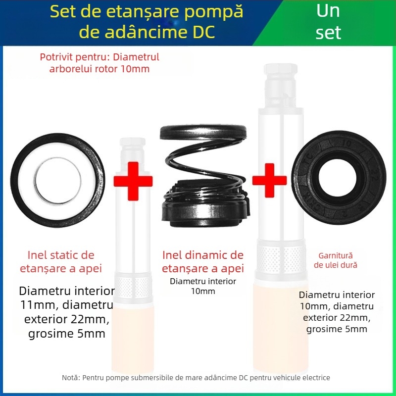 Set de etanșări pentru pompă submersibilă DC cu garnituri ceramice pentru motoare de vehicule electrice, 12V/48V/60V