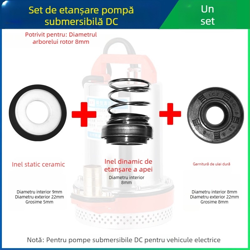 Set de etanșări pentru pompă submersibilă DC cu garnituri ceramice pentru motoare de vehicule electrice, 12V/48V/60V