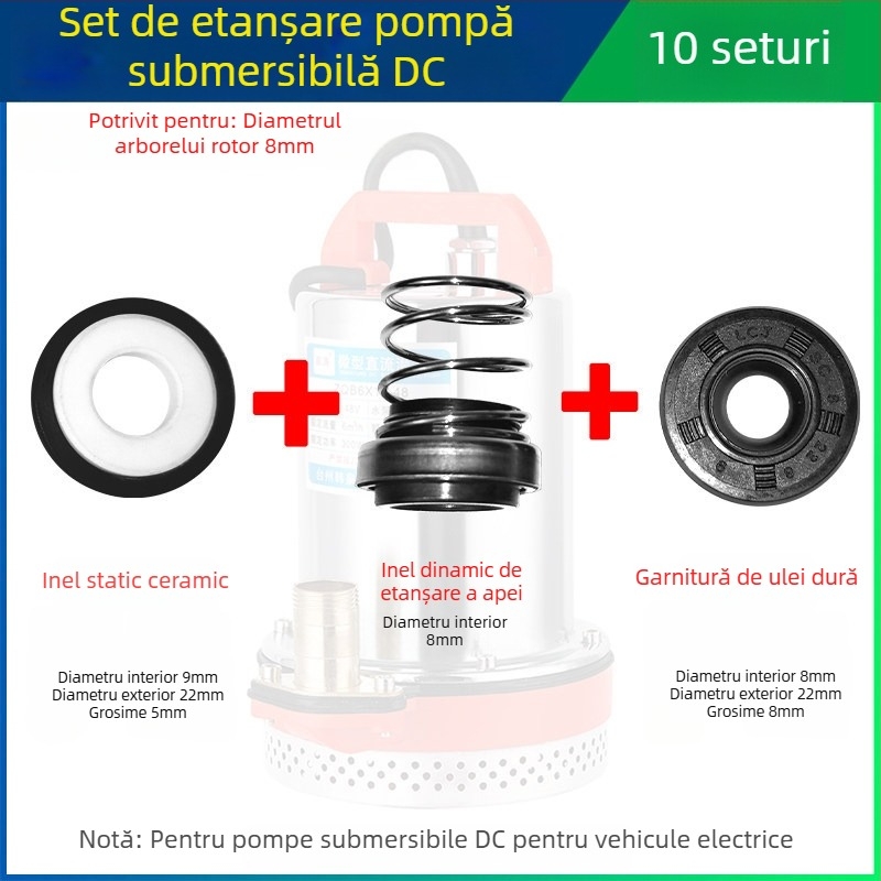 Set de etanșări pentru pompă submersibilă DC cu garnituri ceramice pentru motoare de vehicule electrice, 12V/48V/60V