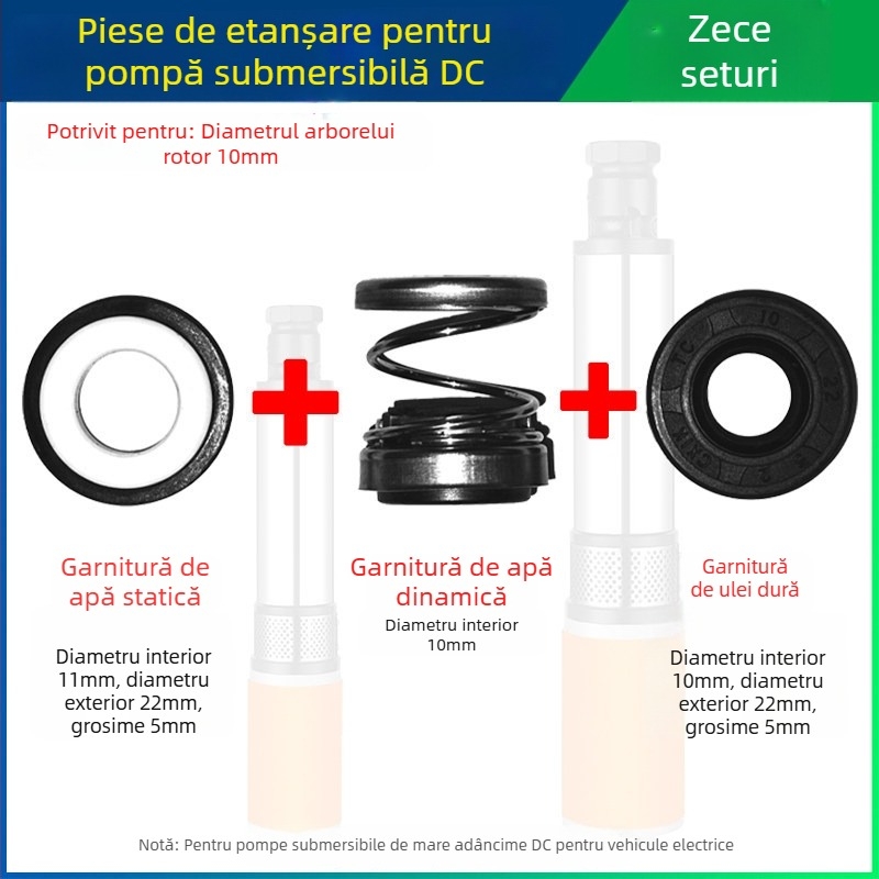 Set de etanșări pentru pompă submersibilă DC cu garnituri ceramice pentru motoare de vehicule electrice, 12V/48V/60V