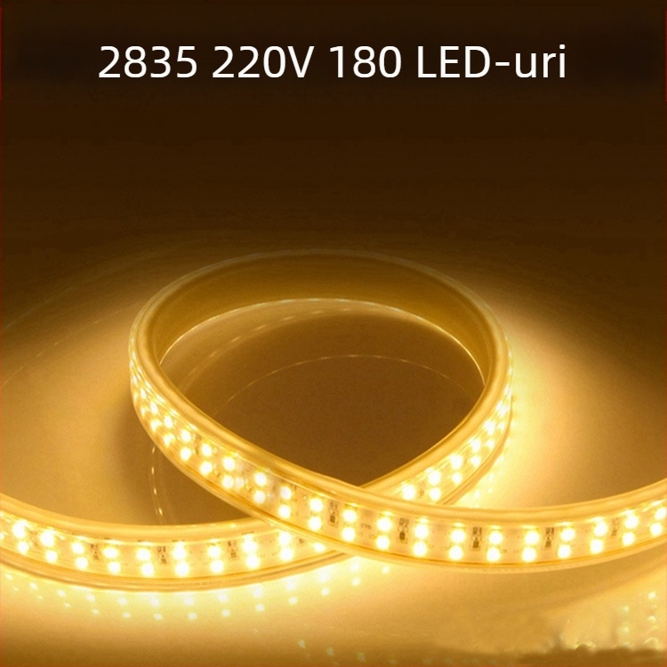 Bandă LED flexibilă 2835, cu două rânduri, 220V, impermeabilă, pentru exterior, iluminare cu înaltă luminozitate