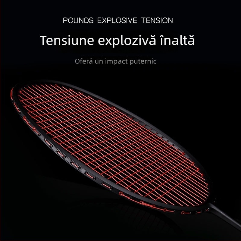 Leke rachetă de badminton ultraușoară, 82 g, din fibră de carbon pentru antrenament profesional, adulți, bărbați și femei