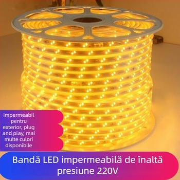 Bandă LED 220V, impermeabilă, pentru iluminat exterior de inginerie, plafon de tunel și perete exterior, bandă flexibilă RGB