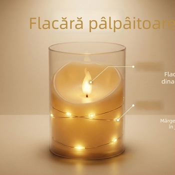 Lumânare LED simulată în mișcare, telecomandă — ceașcă din acrilic, lampă de atmosferă pentru nunți și zile de naștere